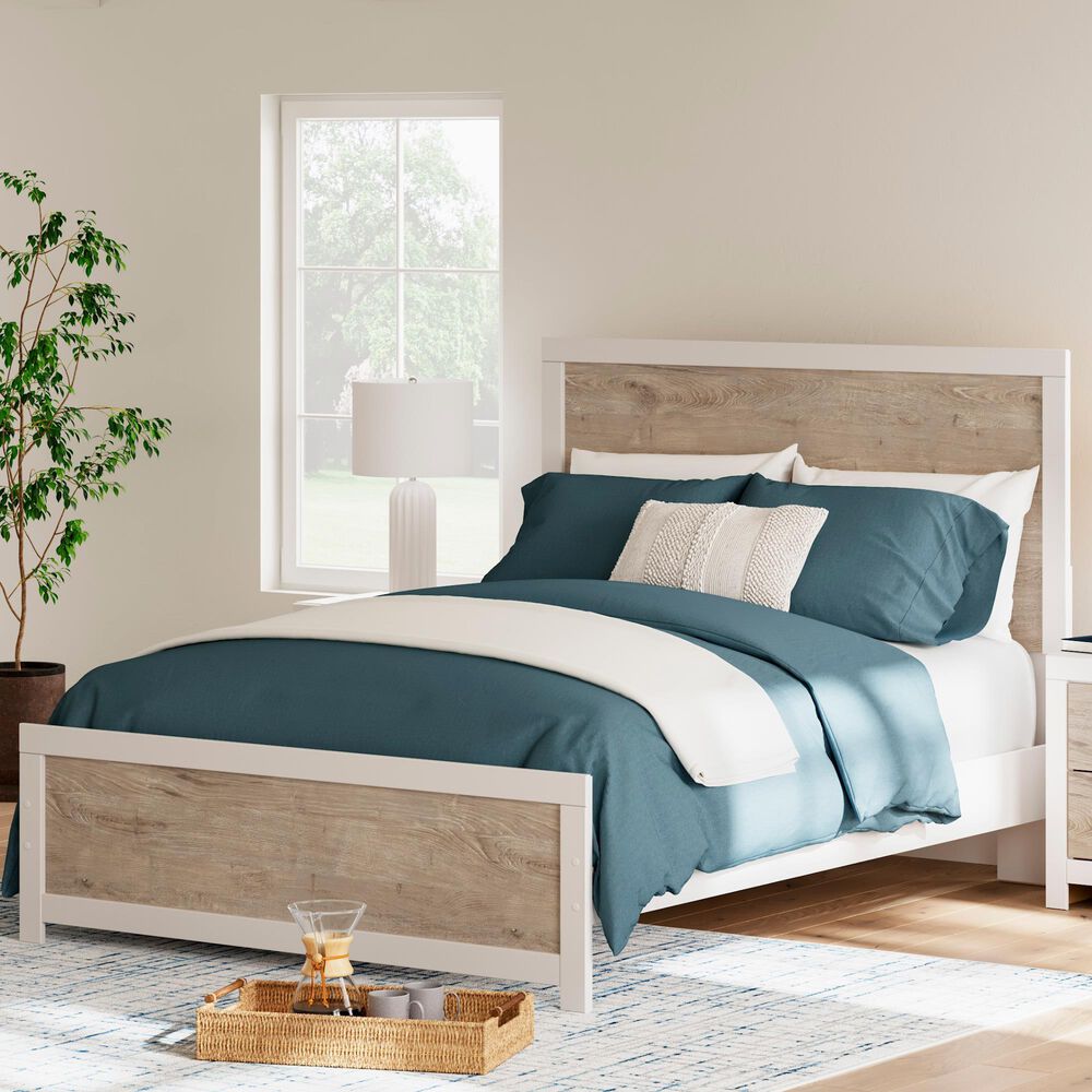 Ashley Charbitt Queen Panel Bed in Brown and Matte White, , large