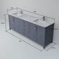 Lexora Home Jacques 80" Double Bathroom Vanity in Dark Grey with 2 cm White Carrara Marble Top and Rectangular Sinks, , large