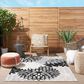 Nourison Aloha Floral 3" x 5" Black and White Indoor/Outdoor Area Rug, , large