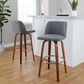 LumiSource Toriano Swivel Bar Stool with Grey Fabric Upholstery in Walnut and Chrome (Set of 2), , large