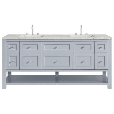 James Martin Vanities Breckenridge 72" Double Bathroom Vanity in Serenity Blue with 3 cm Victorian Silver Quartz Top and Rectangular Sinks, , large