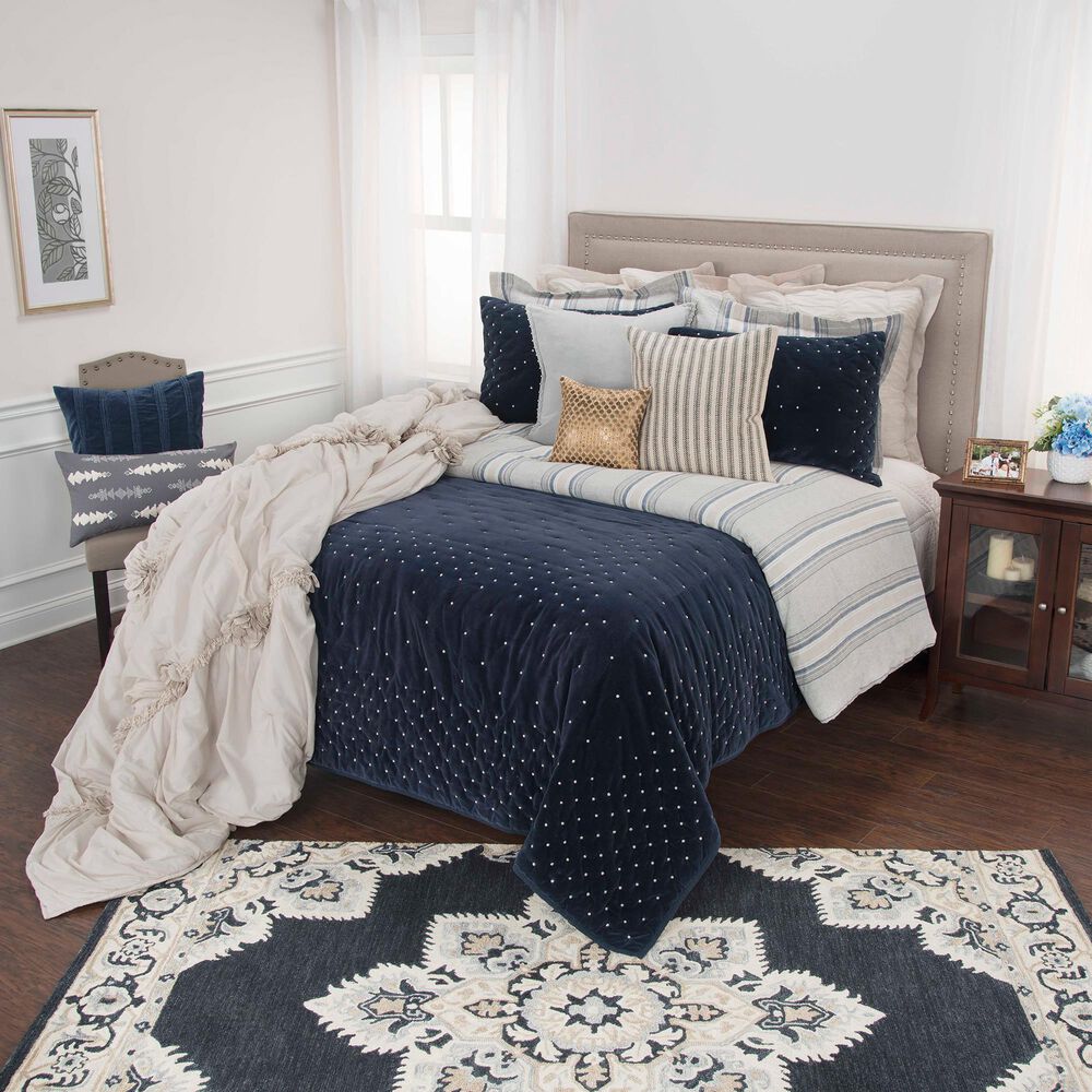 Rizzy Home Geometric 20&quot; x 26&quot; Standard Sham in Indigo, , large
