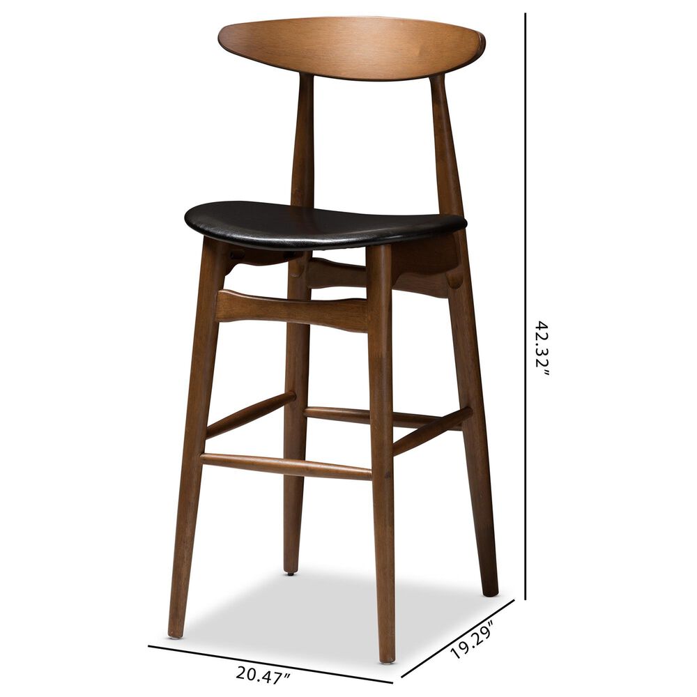 Baxton Studio Flora Bar Stool in Walnut (Set of 2), , large