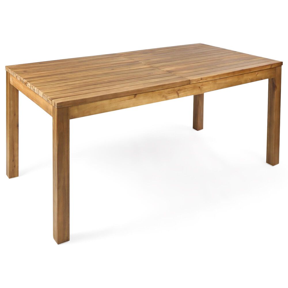 Noble House Wilson Patio Dining Table in Teak Brown - Table Only, , large