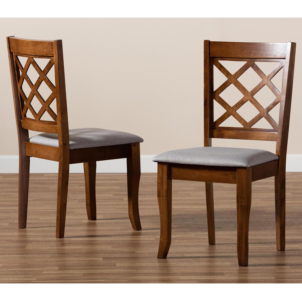 Baxton Studio Verner Dining Chair in Grey/Walnut Brown (Set of 2), , large