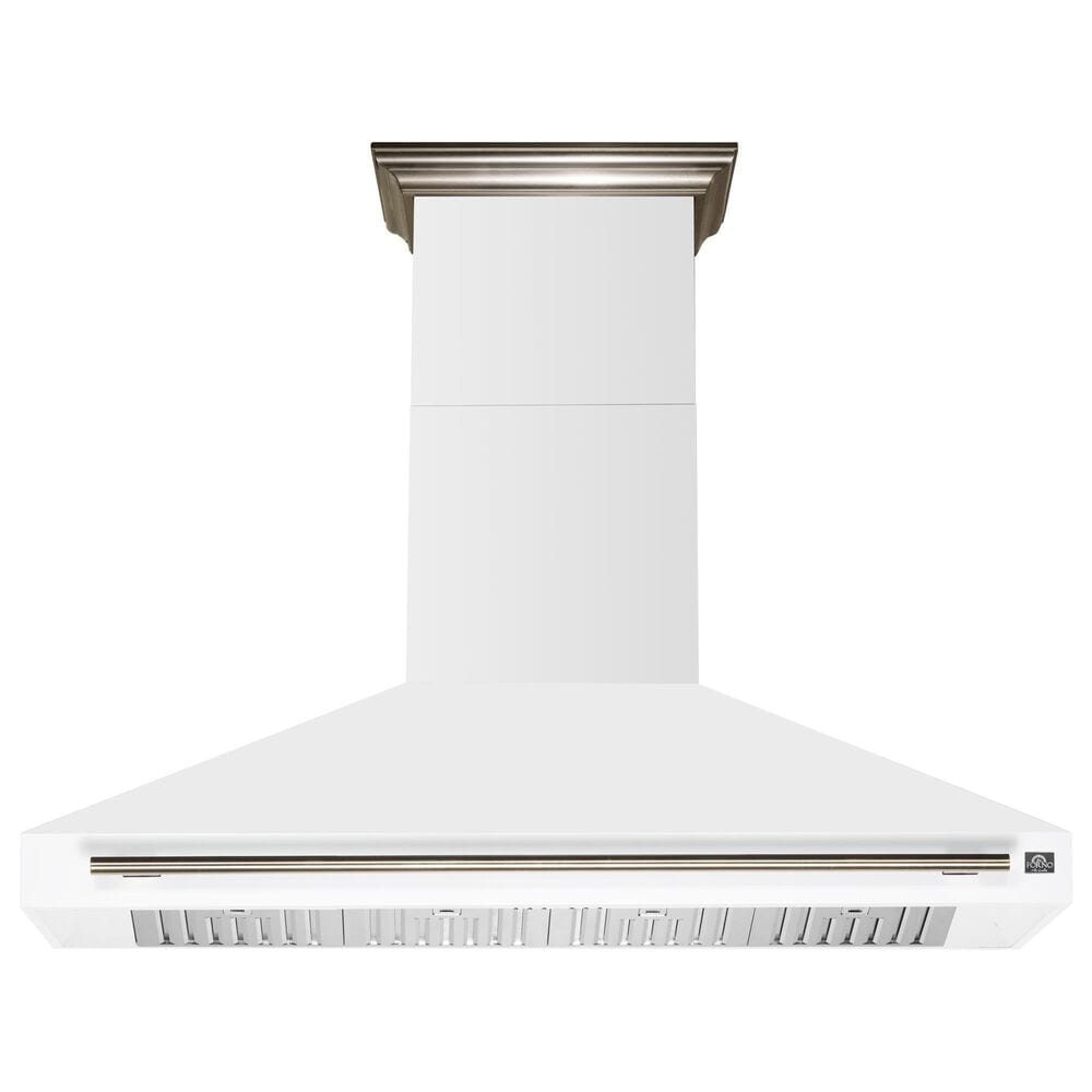 Forno Aria 60" Wall Mount Range Hood in White and Antique Brass, , large