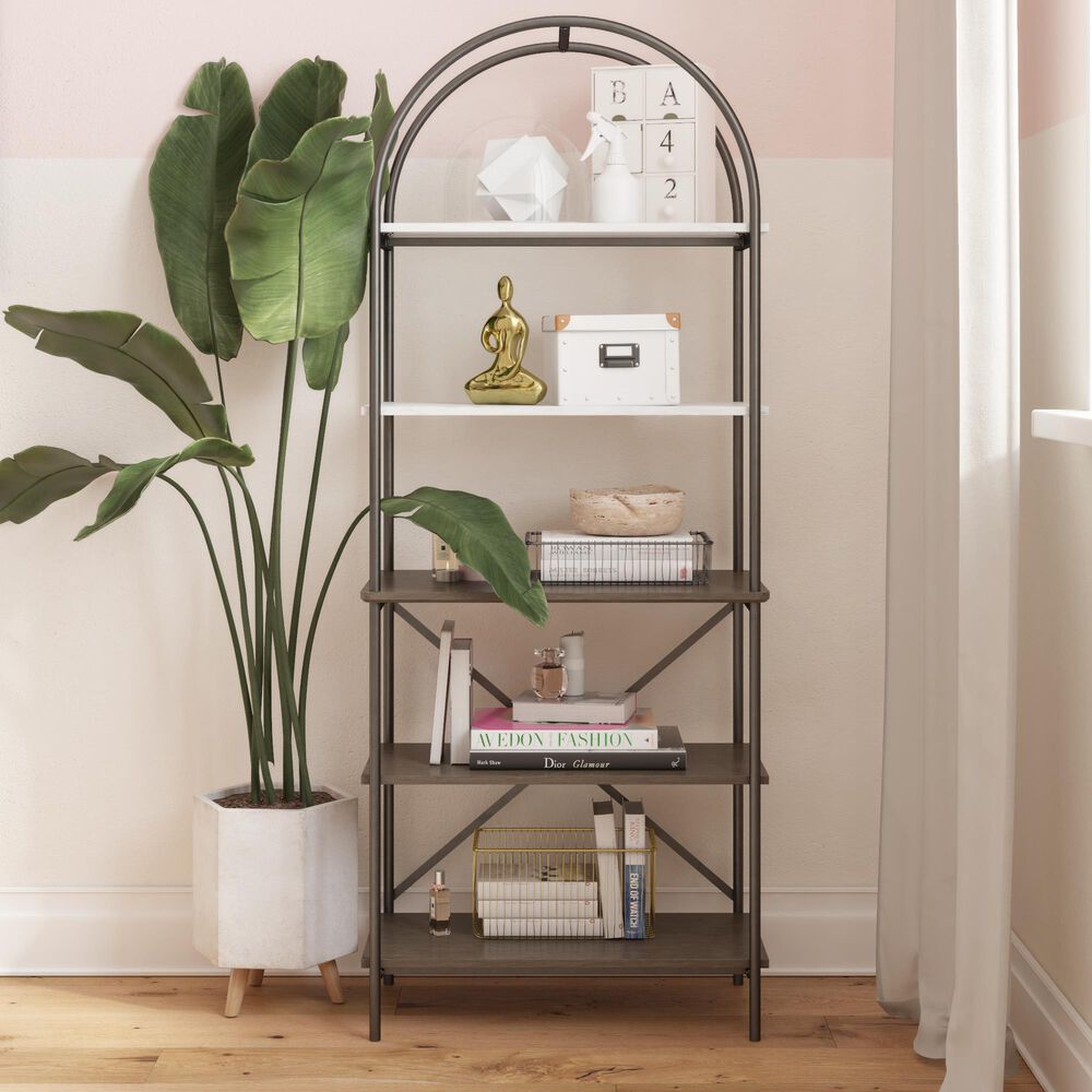 DHP Vivinne 5-Shelf Bookcase in Gray, , large