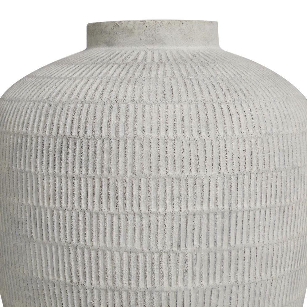 Maple and Jade 19&quot; Decorative Vase with Linear Pattern in Distressed Cream, , large