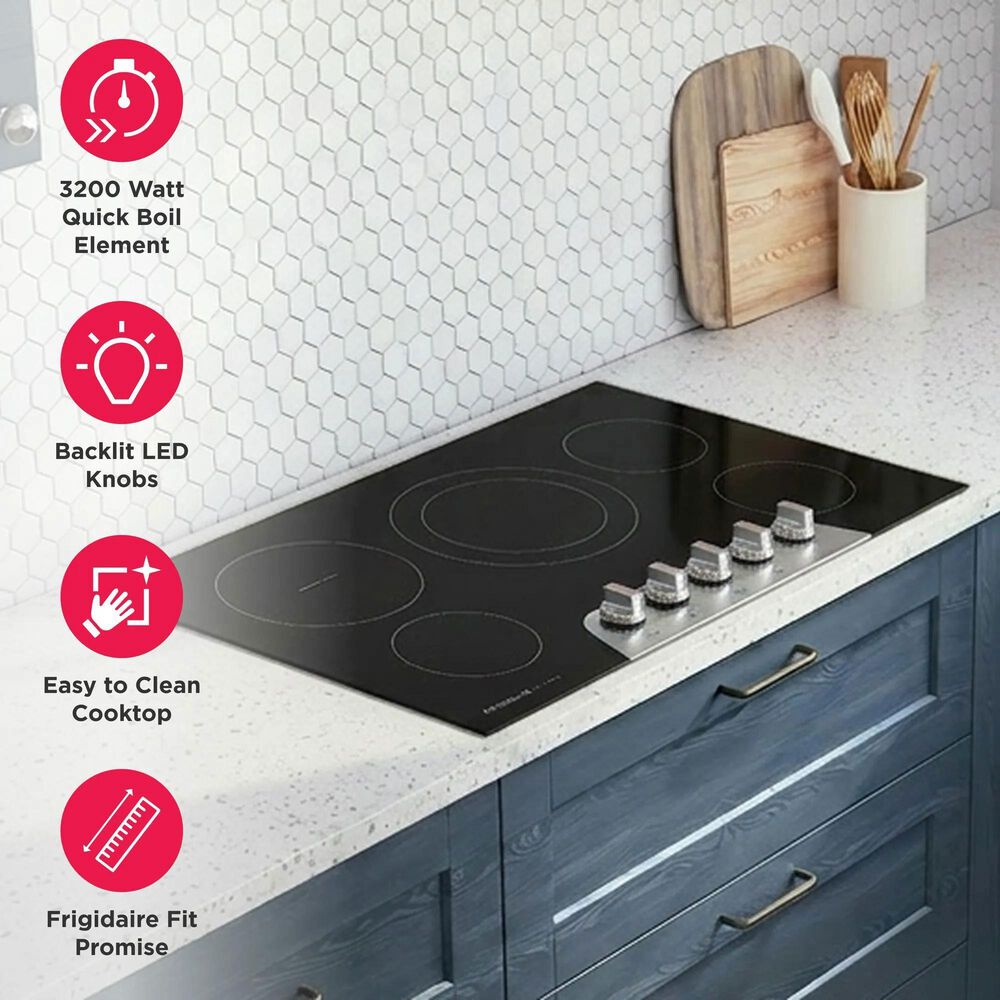 Frigidaire Gallery 36" Electric Cooktop with 5 Element in Stainless Steel and Black, , large