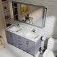 Lexora Home Jacques 60" Double Bathroom Vanity in Dark Grey with 2 cm White Carrara Marble Top and Rectangular Sinks, , large