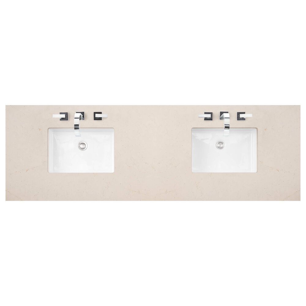 James Martin Vanities Brookfield 72&quot; Double Bathroom Vanity in Bright White with 3 cm Eternal Marfil Quartz Top and Rectangle Sinks, , large