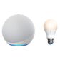 HP Echo 4th Gen in Glacier White + Ring A19 Smart Bulb, , large