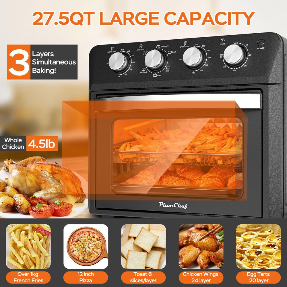 HOMLUX 27.5 Qt Air Fryer Oven in Black, , large