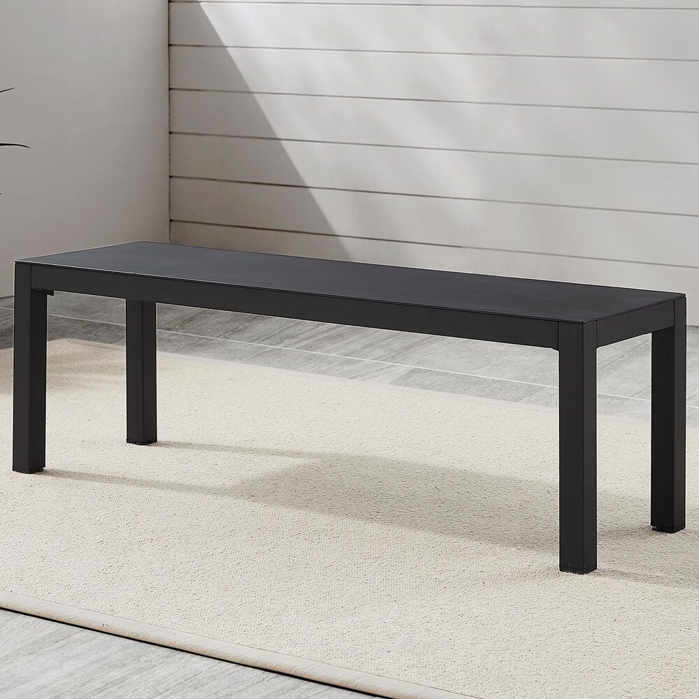 Linon Home Decor Holland Outdoor Bench in Black, , large