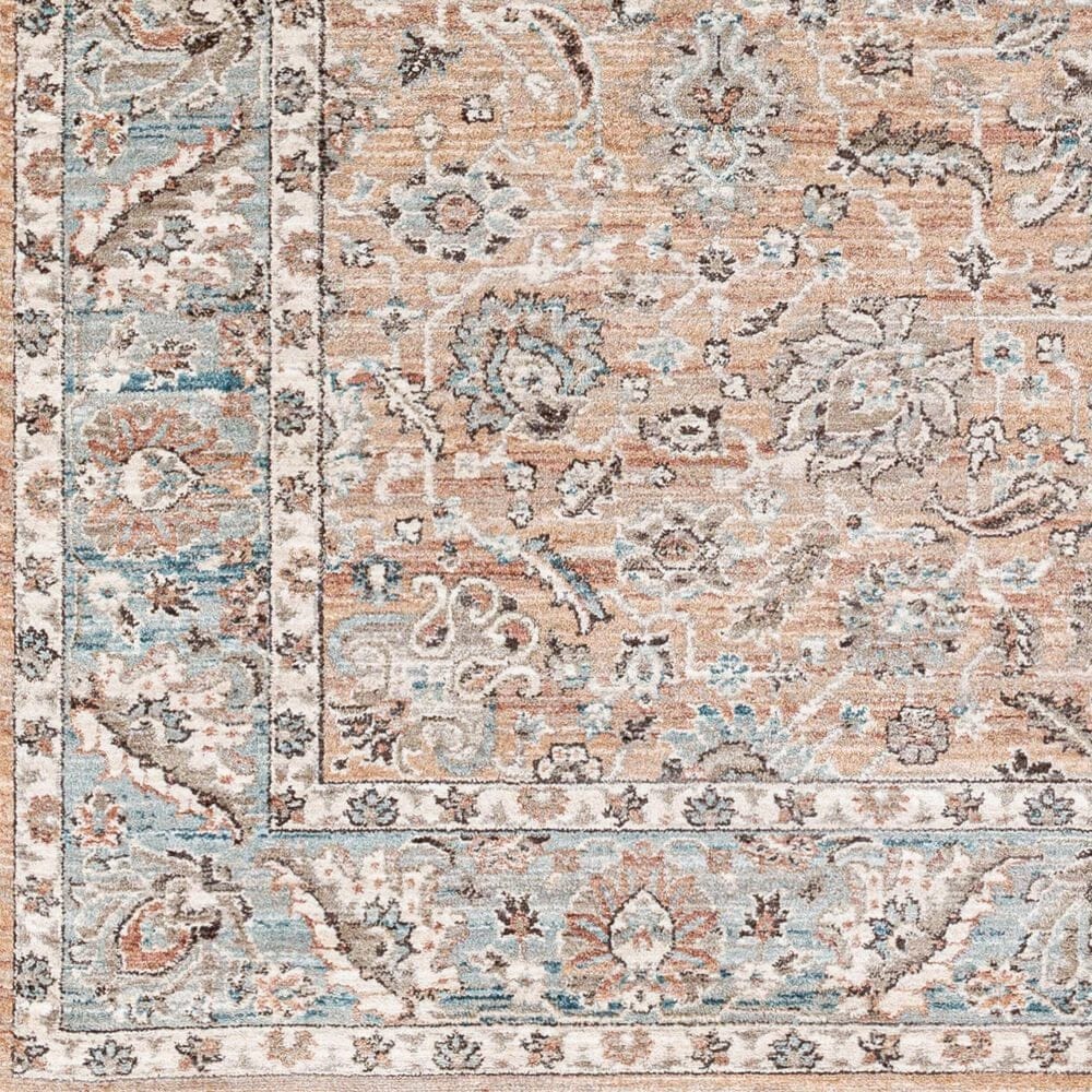 Surya Carlisle Oriental 5&#39;3&quot; Round Mauve, Pale Blue, Ivory, Light Gray, Brick Red, Dusty Sage and Medium Brown Area Rug, , large