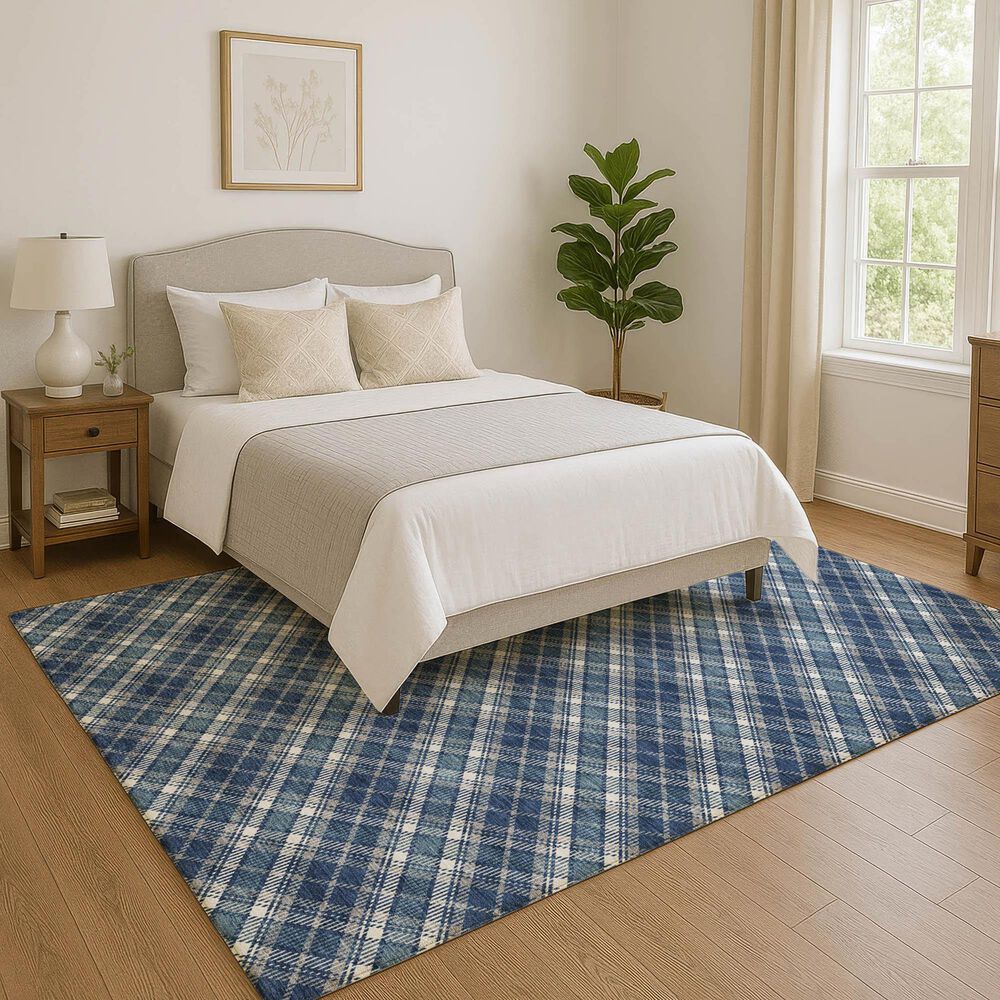 Dalyn Rug Company Soft Essentials Plaid Navy 9' x 12' Indoor/Outdoor Area Rug, , large