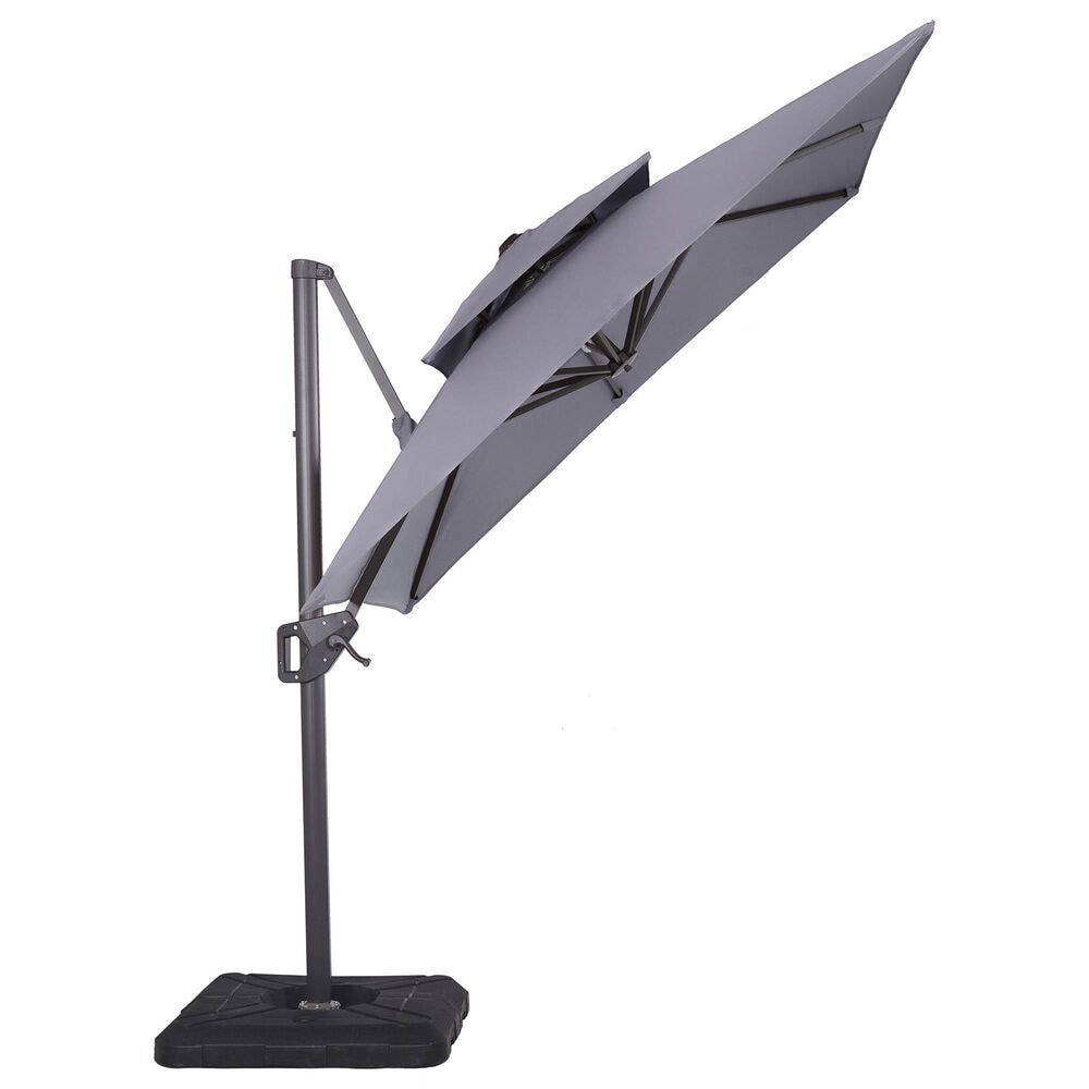 Furniture of America Kiran 8&#39; Crank Lift Double Top Square Patio Umbrella with Base in Gray, , large