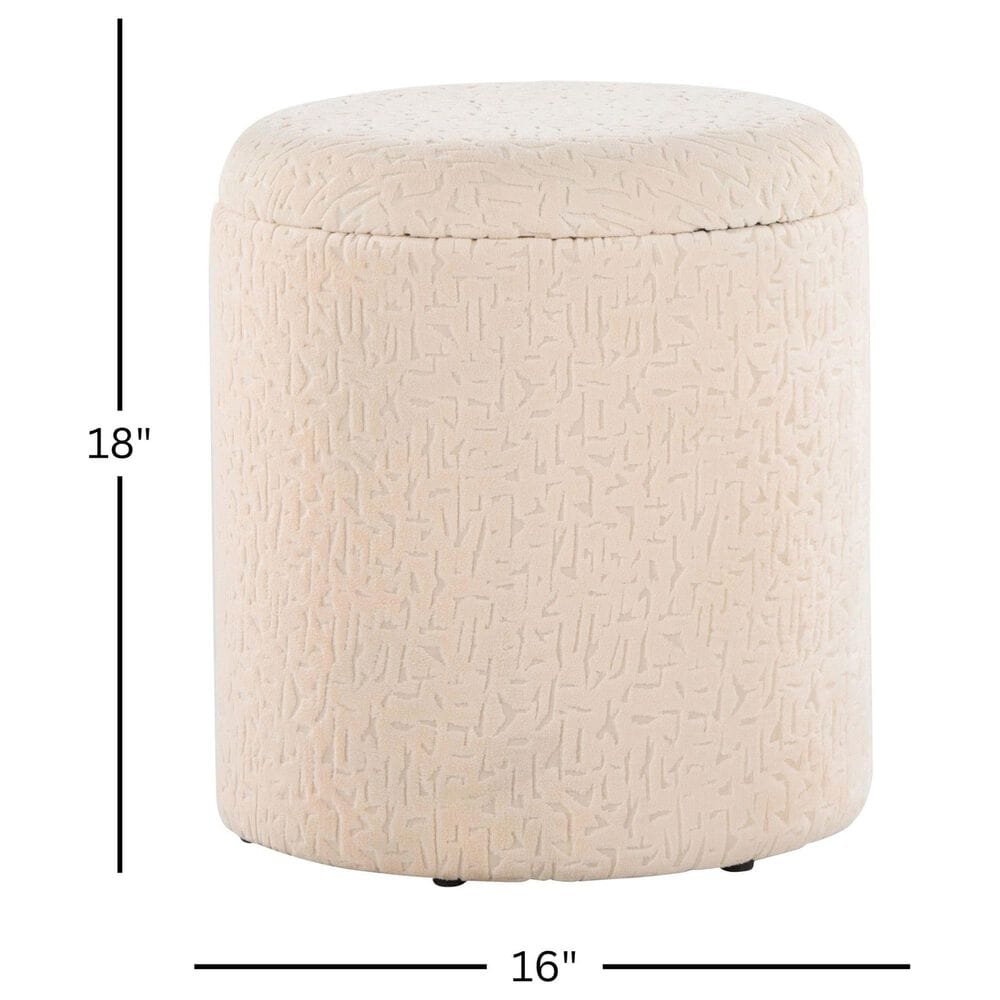 LumiSource Tahoe 18" Storage Ottoman in Beige, , large
