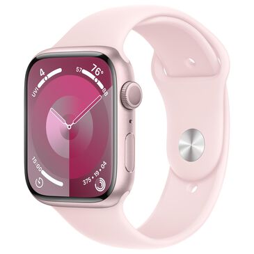 Apple Watch Series 9 GPS 45mm Pink Aluminum Case with Light Pink Sport Band - M/L, , large