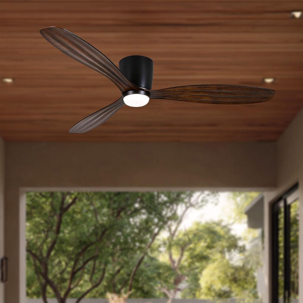 Minka-Aire Ventiara 52" LED Flush Mount Indoor/Outdoor Ceiling Fan in Coal, , large