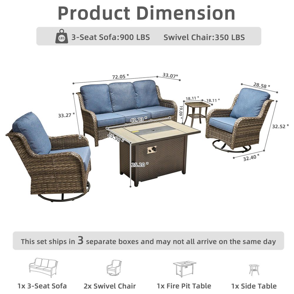 HOMLUX 5-Piece Patio Set in Denim Blue, , large