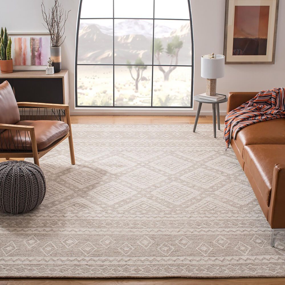 Safavieh Micro-Loop Southwestern 10&#39; x 14&#39; Beige and Ivory Area Rug, , large