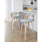 LumiSource Gardenia Swivel Fixed-Height Counter Stool with Seafoam Green Fabric Upholstery in Chrome and Whitewashed (Set of 2), , large