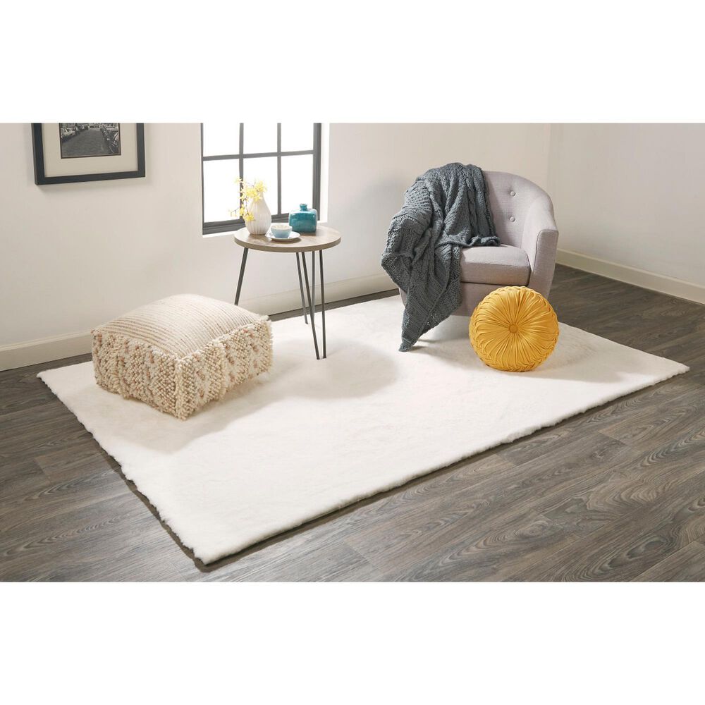 Feizy Rugs Luxe Velour White 3&#39; x 5&#39; Area Rug, , large