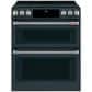 Cafe 30" Slide-In Front Control Induction and Convection Double Oven Range in Matte Black With Brushed Stainless Handles and Control Knobs, , large