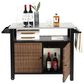 Hearth and Haven 2-Door Outdoor Bar Cart with Stainless Steel Top in Brown and Black, , large