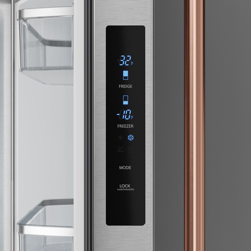 THOR KITCHEN Gordon Ramsay 17.5 Cu. Ft. Counter Depth French Door Refrigerator with Rose Gold Handle Kit in Stainless Steel, , large