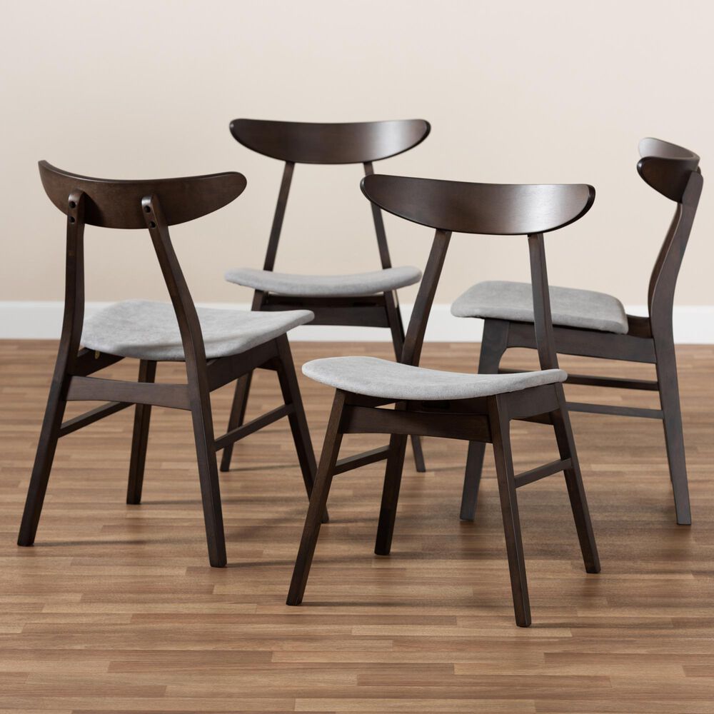 Baxton Studio Britte Dining Chair in Light Grey/Dark Brown (Set of 4), , large