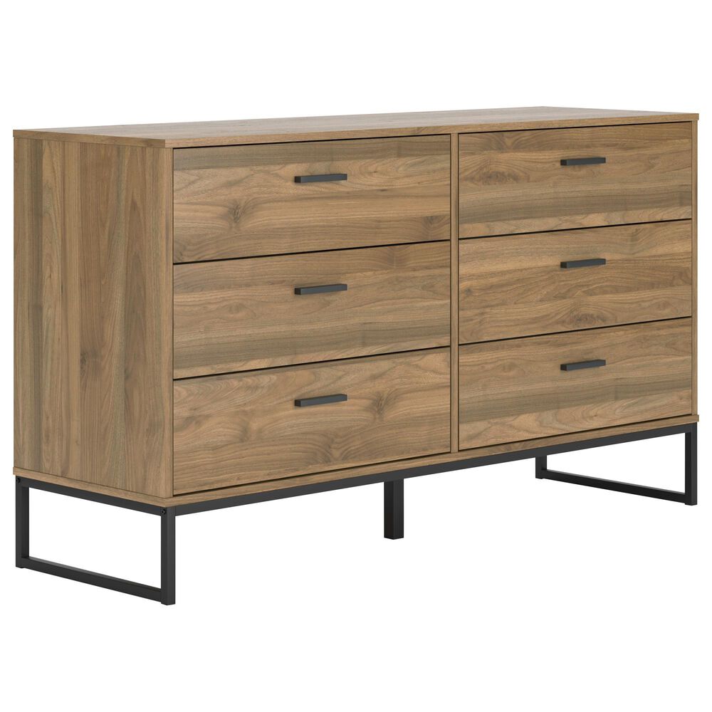 Ashley Deanlow 6-Drawer Dresser in Honey Brown and Dark Pewter, , large