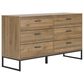 Ashley Deanlow 6-Drawer Dresser in Honey Brown and Dark Pewter, , large