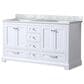 Lexora Home Dukes 60" Double Bathroom Vanity in White with 2 cm White Carrara Marble Top and Rectangular Sinks, , large