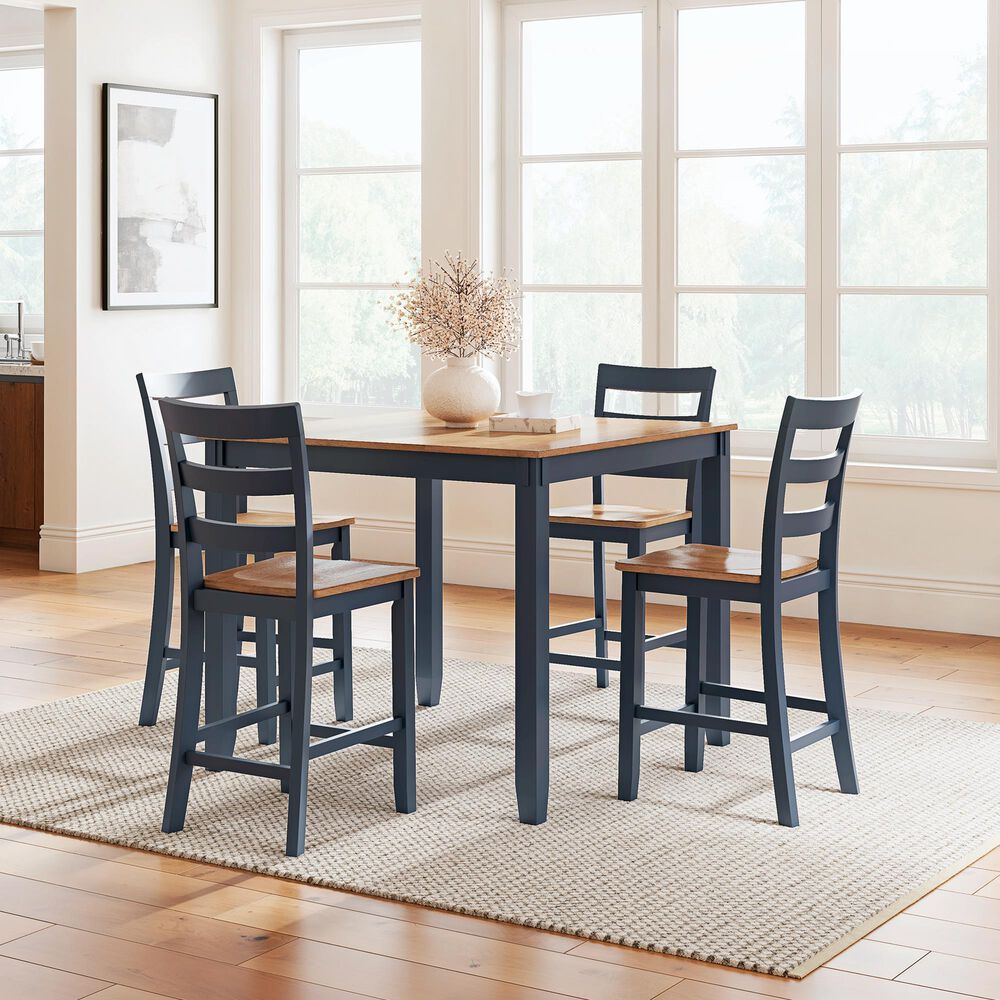 Ashley Gesthaven 5-Piece Counter Height Dining Set in Light Natural and Dark Slate Blue, , large