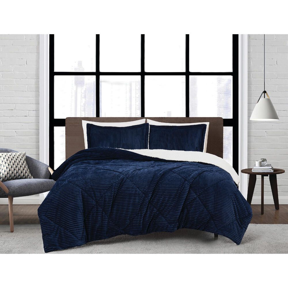 Pem America Corduroy 3-Piece Full/Queen Comforter Set in Blue, , large