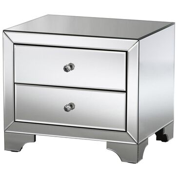 Baxton Studio Farrah 2 Drawer Nightstand in "Silver" Mirrored, , large