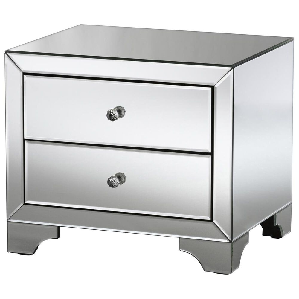 Farrah 2 Drawer Nightstand in "Silver" Mirrored, , large