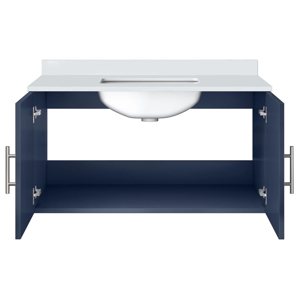 Lexora Home Geneva 36&quot; Single Bathroom Vanity in Navy Blue with 2 cm White Quartz Top and Rectangular Sink, , large