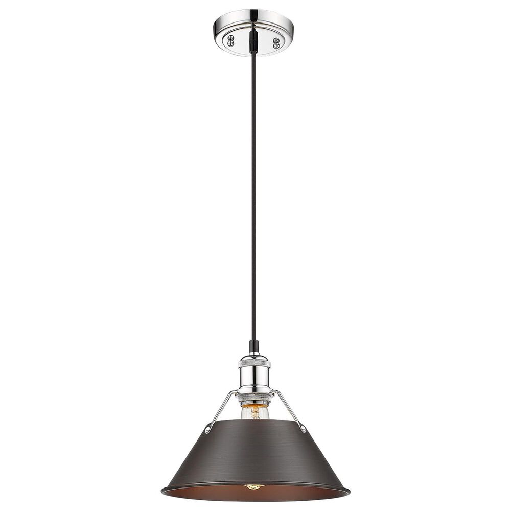 Golden Lighting Orwell 1-Light Medium Pendant with Rubbed Bronze Shade in Chrome, , large