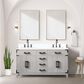 Lexora Home Laurel 60" Double Bathroom Vanity in White Oak with White Quartz Top and Rectangular Sinks, , large