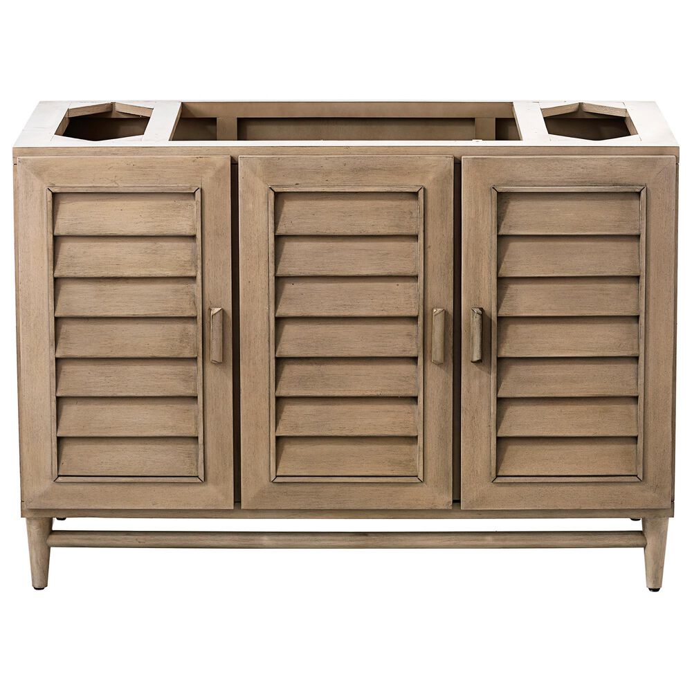 James Martin Vanities Portland 48" Single Bathroom Vanity in Whitewashed Walnut with 3 cm Eternal Jasmine Pearl Silestone Top, Rectangular Sink and FreePower Wireless Charger, , large