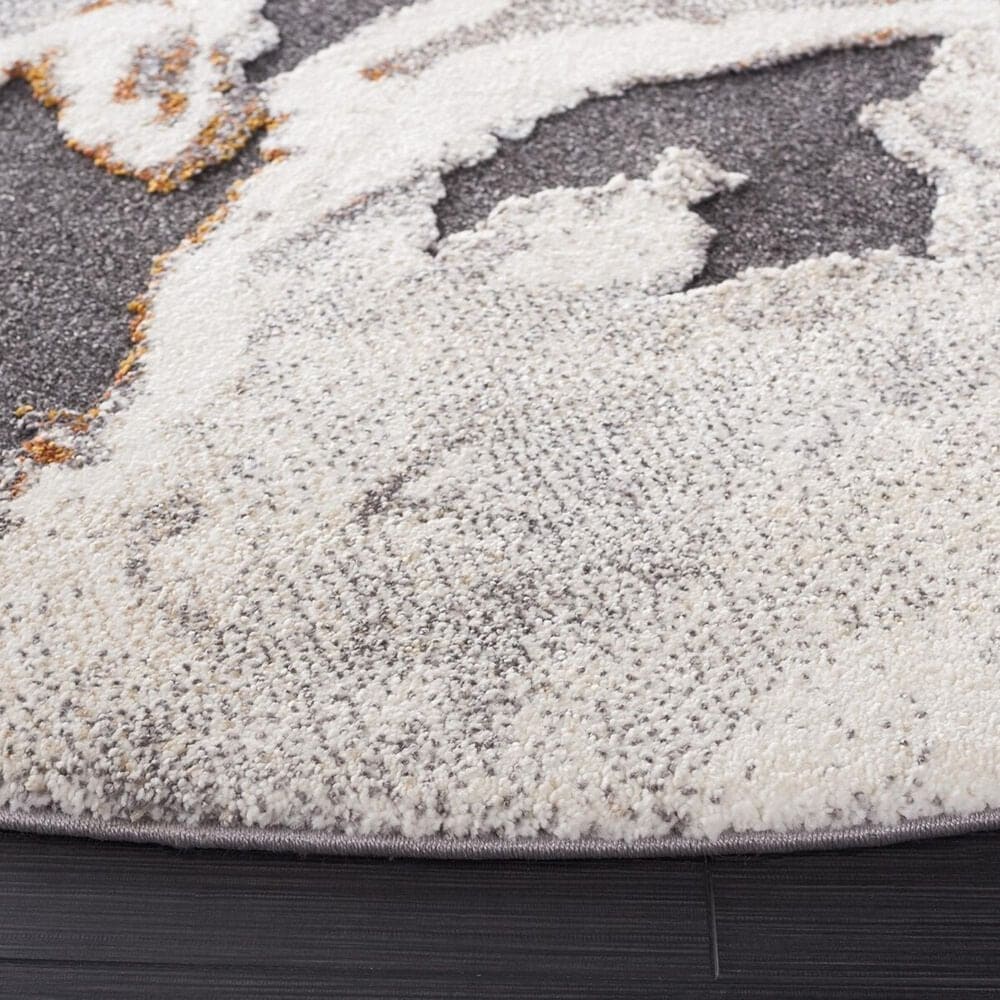 Safavieh Cyrus Shag 6&#39;7&quot; Round Dark Grey and Orange Area Rug, , large