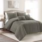 Triangle Home Fashions Arora Pleat 3-Piece Queen Comforter Set in Dark Gray, , large
