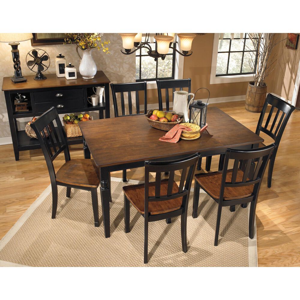 Ashley Owingsville 7-Piece Dining Set in Black and Brown, , large