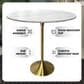 Leisuremod LeisureMod Verve Collection Modern Bar Height Table Brushed Gold Base with 48 Round Marble White Sintered Stone Top, , large