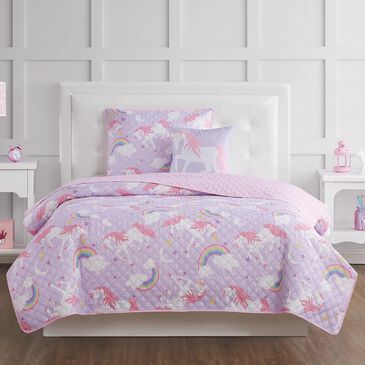 Pem America My World Rainbow Unicorn 3-Piece Twin Comforter Set, , large