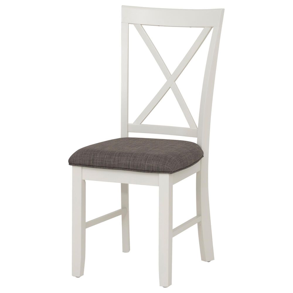 Linon Home Decor Jane Side Chair with Taupe Cushion in Vanilla White, , large