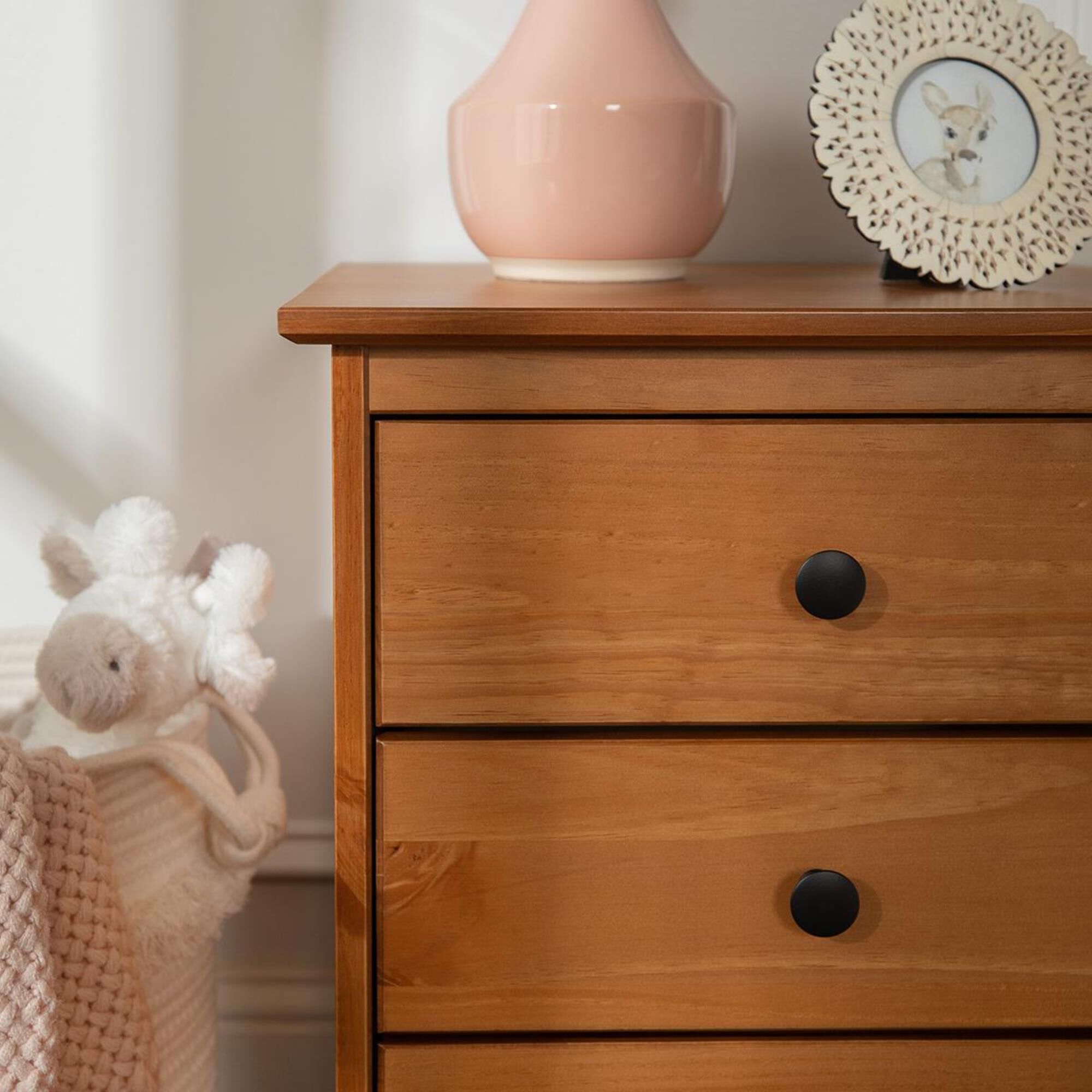 Walker Edison 3 Drawer Nightstand in Caramel NFM